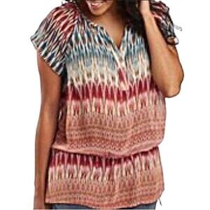 Beautiful colors chiffon peplum top size large